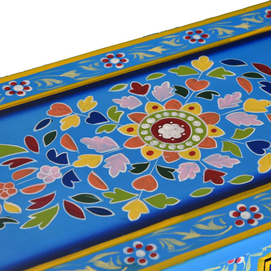 Dressoir met lades handgeschilderd massief mangohout turquoise