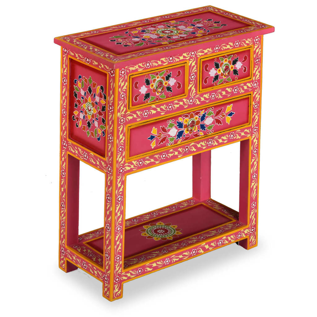 Dressoir met lades handgeschilderd massief mangohout roze