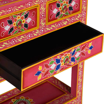 Dressoir met lades handgeschilderd massief mangohout roze