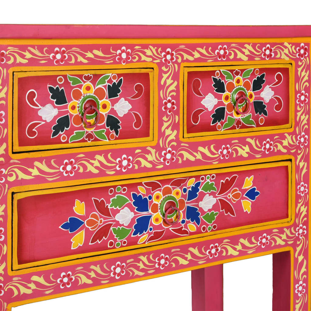Dressoir met lades handgeschilderd massief mangohout roze
