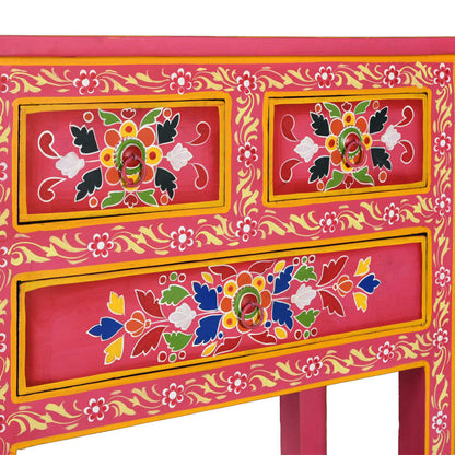 Dressoir met lades handgeschilderd massief mangohout roze
