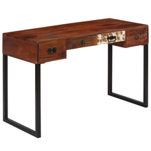 Bureau 117x50x76 cm massief acaciahout en echt leer