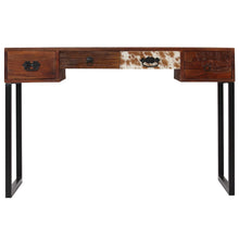 Bureau 117x50x76 cm massief acaciahout en echt leer