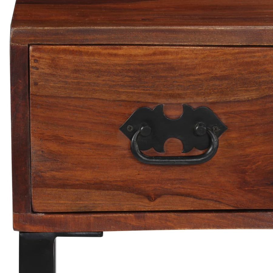 Bureau 117x50x76 cm massief acaciahout en echt leer