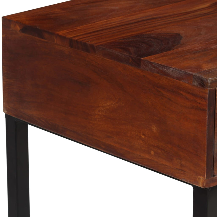 Bureau 117x50x76 cm massief acaciahout en echt leer