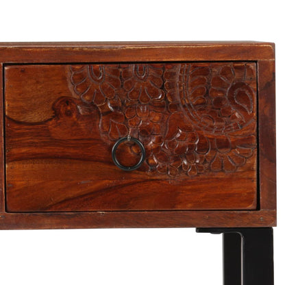 Bureau 117x50x76 cm massief acaciahout en echt leer