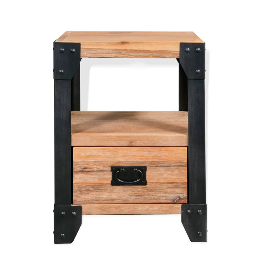 Nachtkastje 40X30X54 Cm Massief Acaciahout Staal 1
