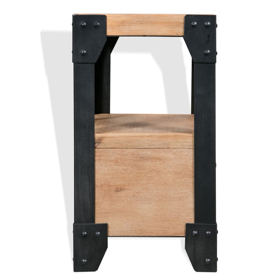 Nachtkastje 40X30X54 Cm Massief Acaciahout Staal 1