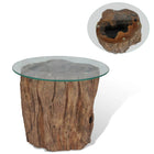 Salontafel 50x40 cm teakhout glas