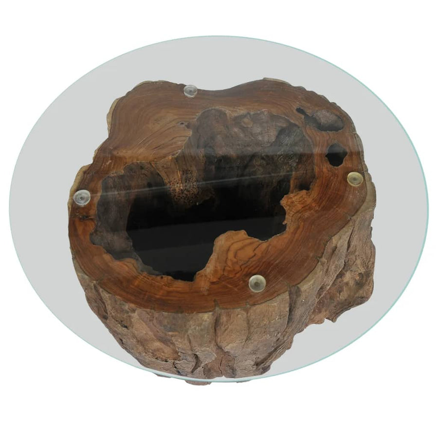 Salontafel 50X40 Cm Teakhout En Glas