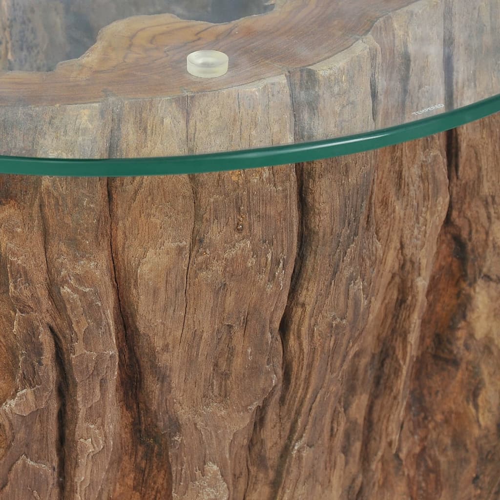 Salontafel 50X40 Cm Teakhout En Glas