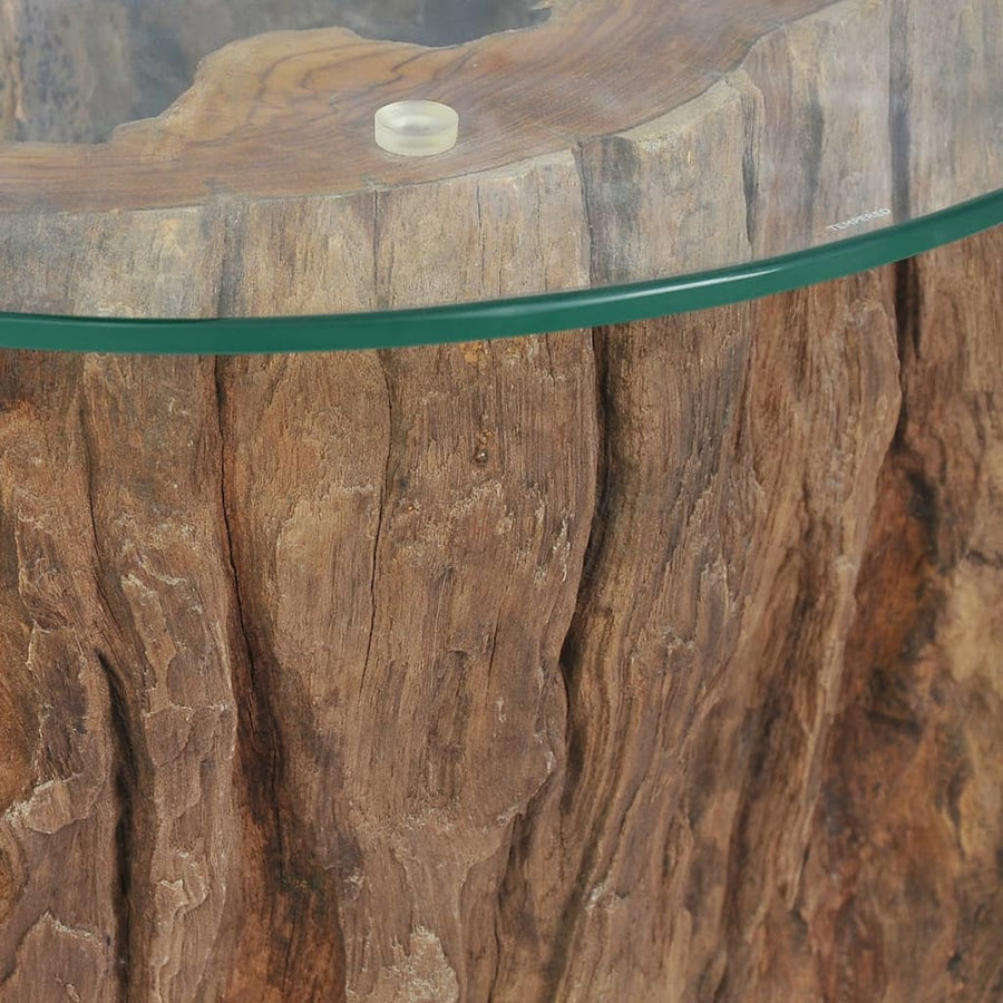 Salontafel 50X40 Cm Teakhout En Glas