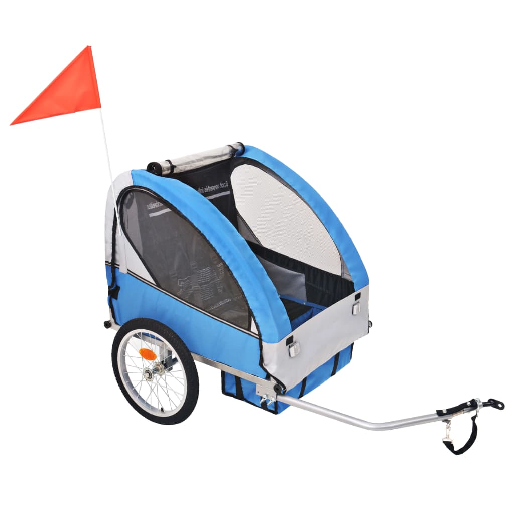 Fietstrailer 30 Kg En Blauw Grijs en donkerblauw