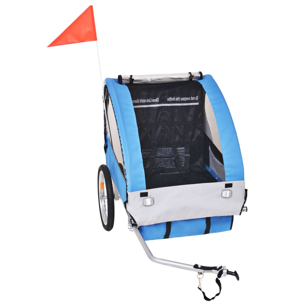 Fietstrailer 30 Kg En Blauw Grijs en donkerblauw