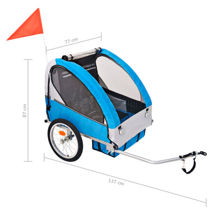 Fietstrailer 30 Kg En Blauw Grijs en donkerblauw