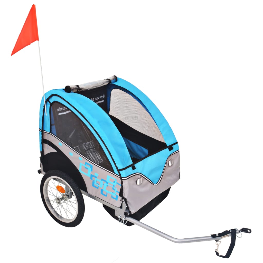 Fietstrailer 30 Kg En Blauw Grijs en lichtblauw