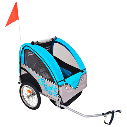 Fietstrailer 30 Kg En Blauw Grijs en lichtblauw
