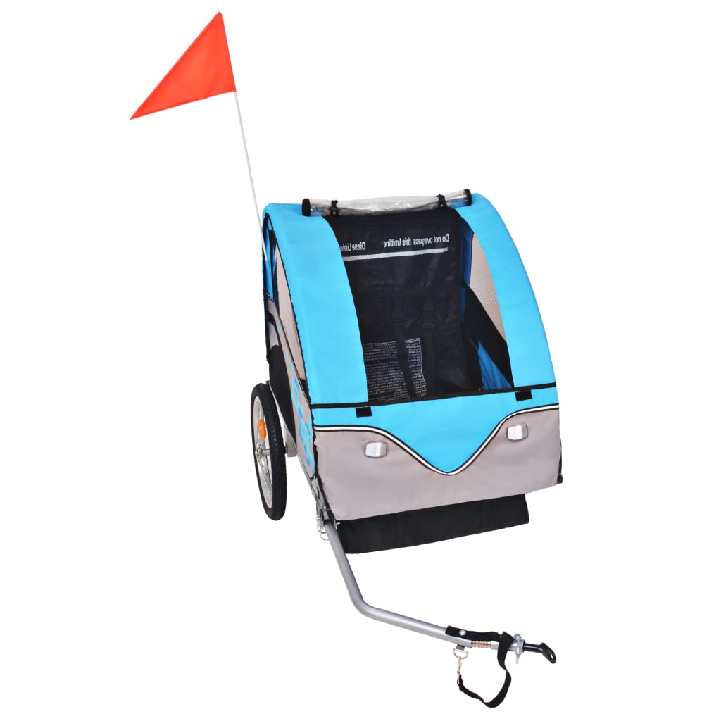 Fietstrailer 30 Kg En Blauw Grijs en lichtblauw