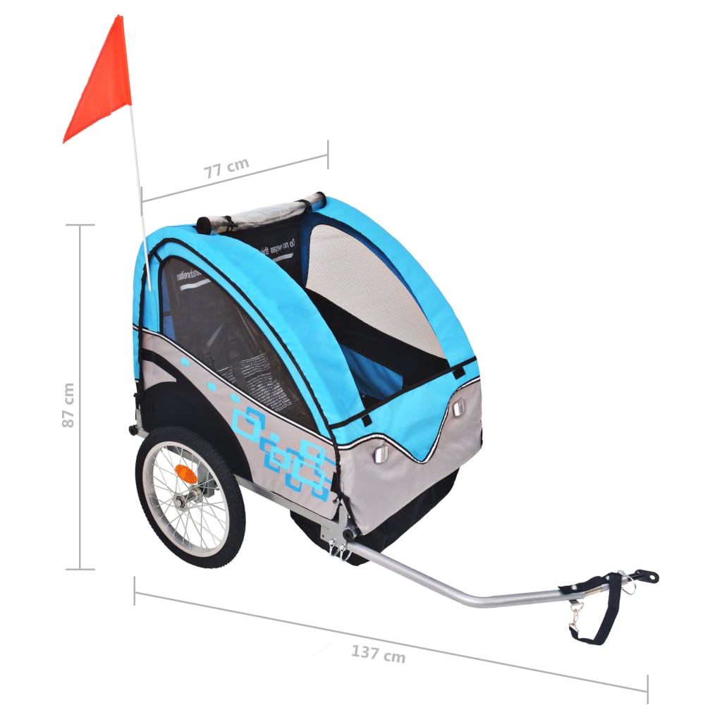Fietstrailer 30 Kg En Blauw Grijs en lichtblauw