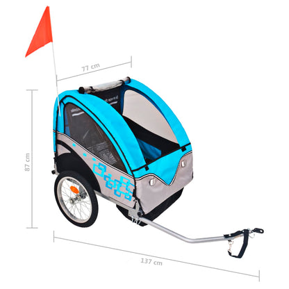 Fietstrailer 30 Kg En Blauw Grijs en lichtblauw