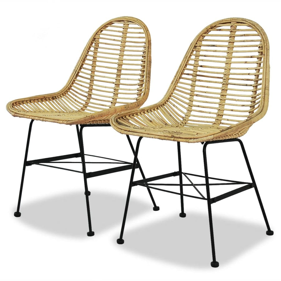 Eetkamerstoelen 2 st natuurlijk rattan