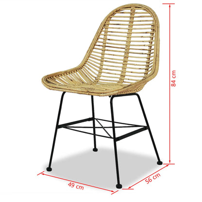Eetkamerstoelen 2 st natuurlijk rattan