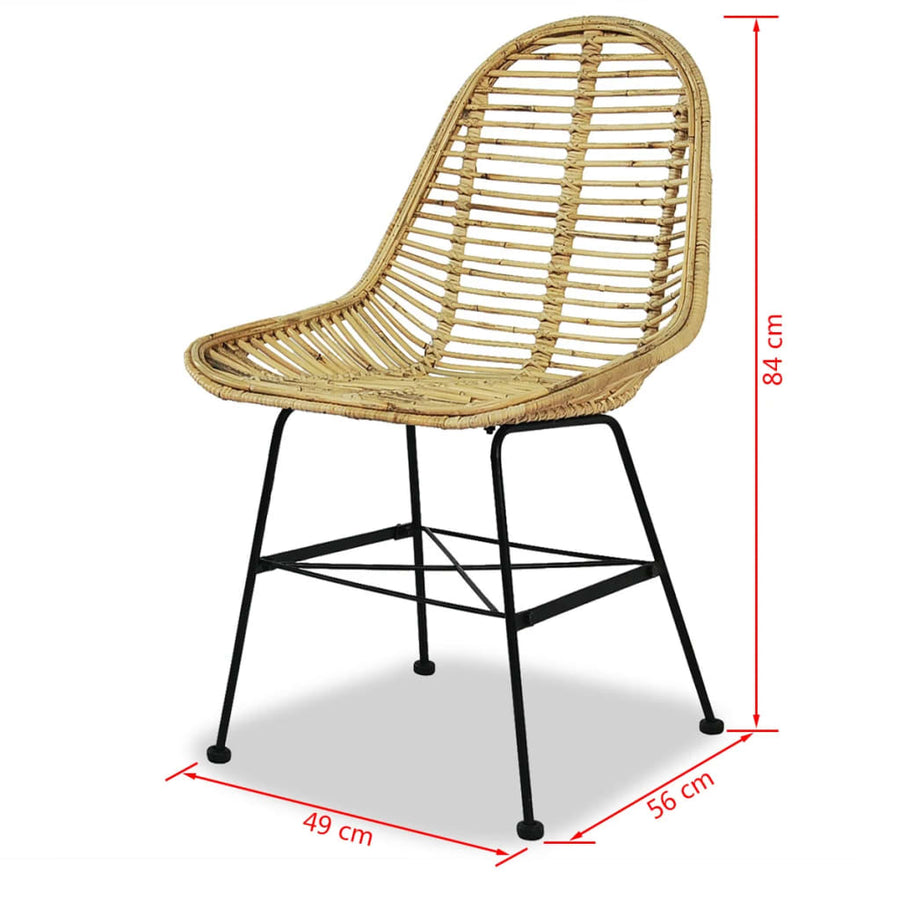 Eetkamerstoelen 2 st natuurlijk rattan