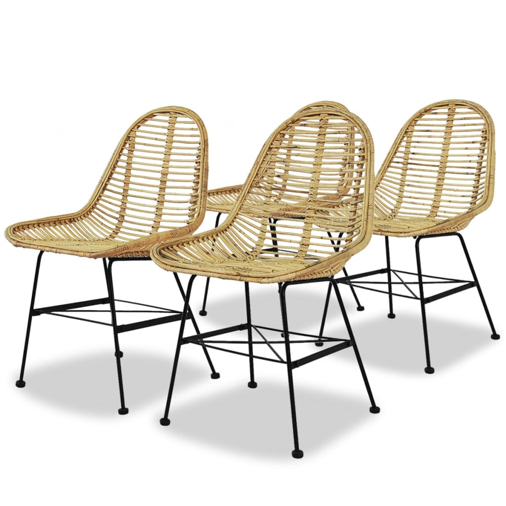 Eetkamerstoelen 4 st natuurlijk rattan