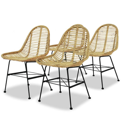 Eetkamerstoelen 4 st natuurlijk rattan