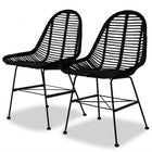 Eetkamerstoelen 2 st zwart polyrattan 49x56x84 cm