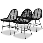 Dining chairs 4 pcs natural Poly Rattan black