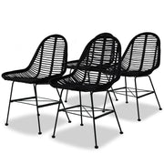 Eetkamerstoelen 4 st rattan zwart 49x56x84 cm