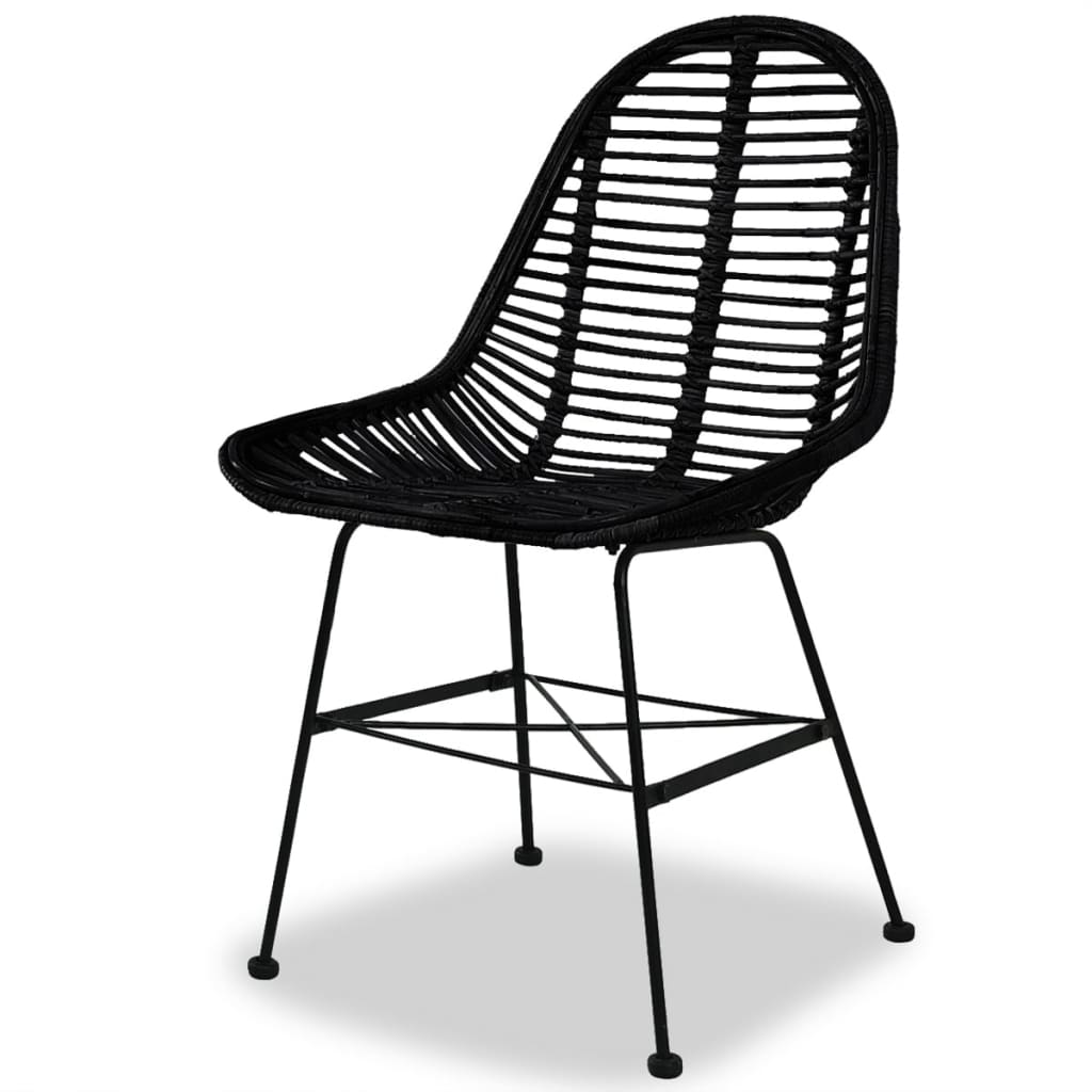 Eetkamerstoelen Natuurlijk Rattan 4 Zwart