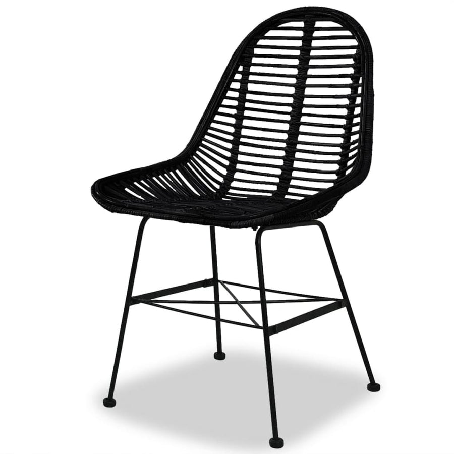Eetkamerstoelen Natuurlijk Rattan 4 Zwart
