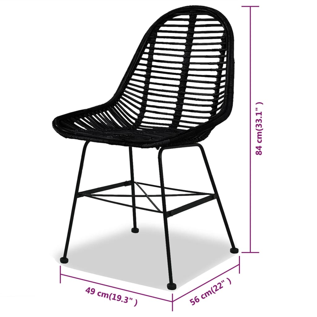 Eetkamerstoelen Natuurlijk Rattan 4 Zwart