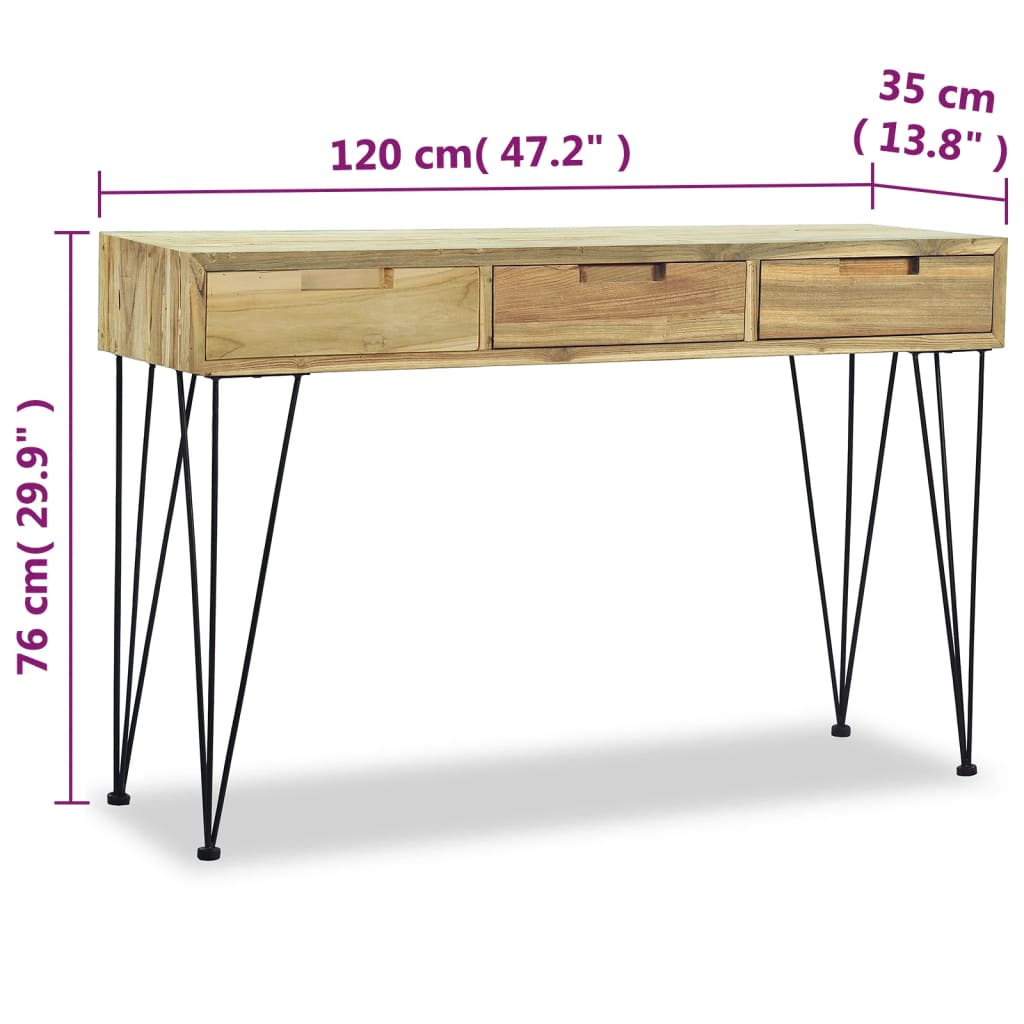 Wandtafel 120X35X76 Cm Massief Teakhout