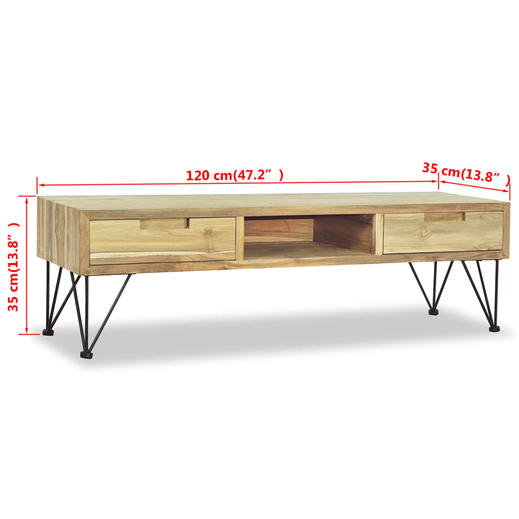 Tv-Meubel 120X35X35 Cm Massief Teakhout