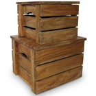 2-piece Storage Crate Set, solid mahogany wood