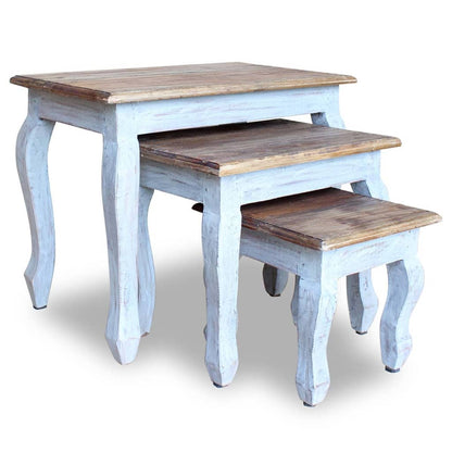 3-Delige Tafeltjesset Massief Gerecycled Hout