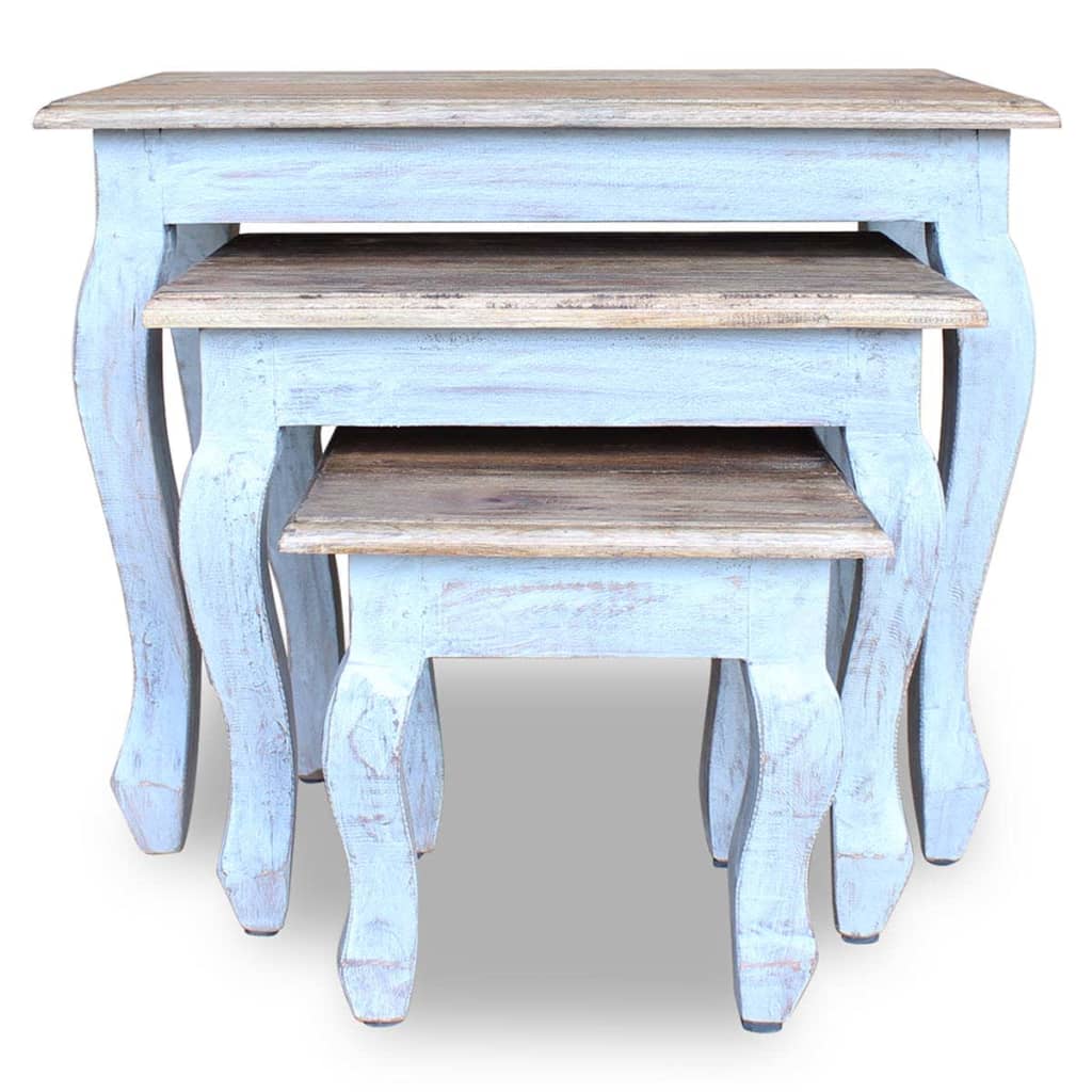 3-Delige Tafeltjesset Massief Gerecycled Hout