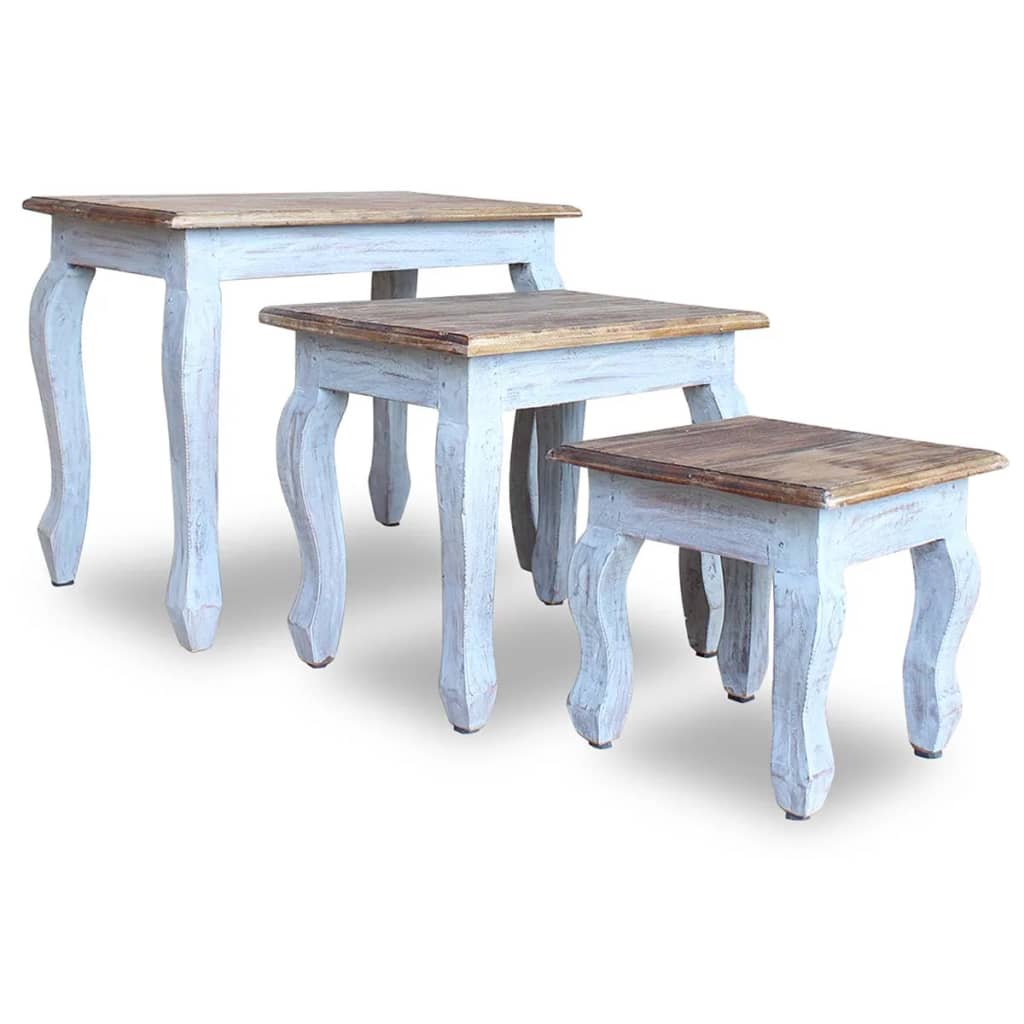 3-Delige Tafeltjesset Massief Gerecycled Hout