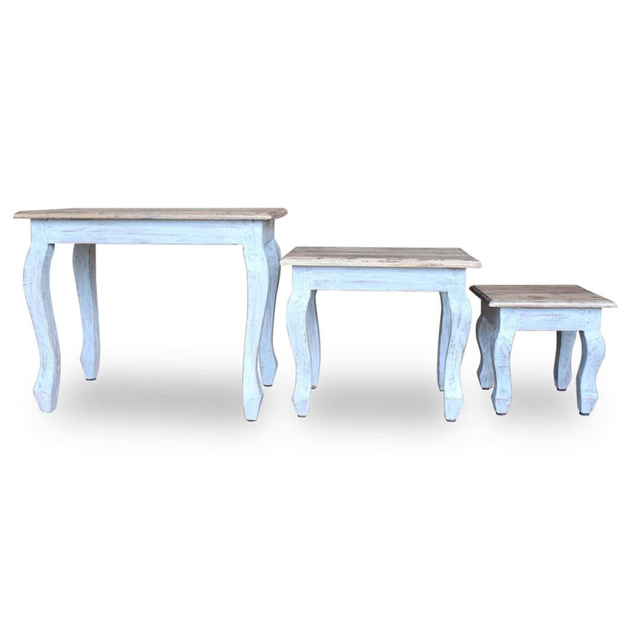3-Delige Tafeltjesset Massief Gerecycled Hout