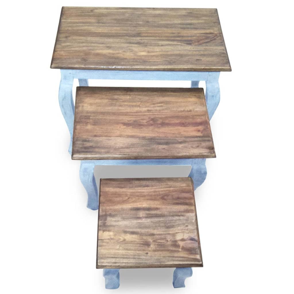3-Delige Tafeltjesset Massief Gerecycled Hout