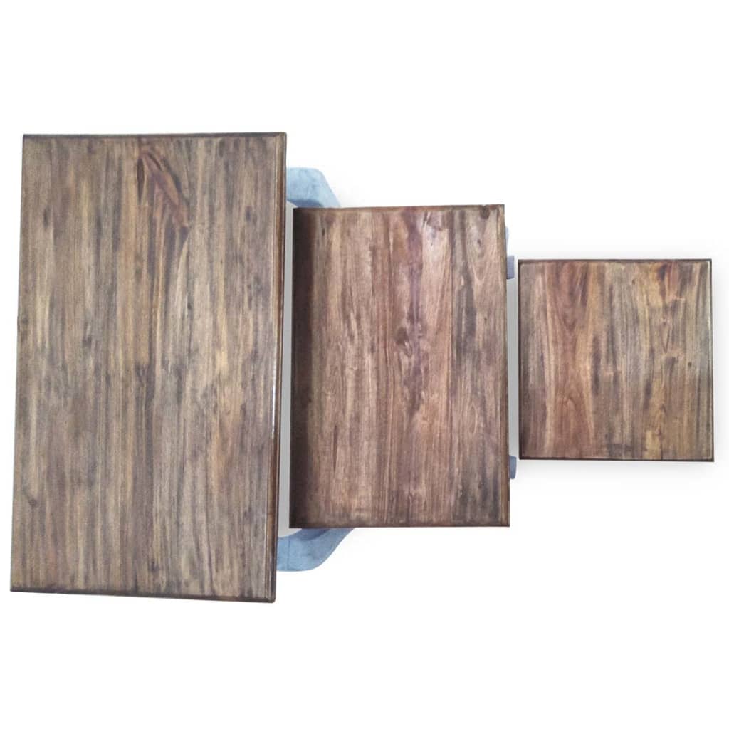 3-Delige Tafeltjesset Massief Gerecycled Hout