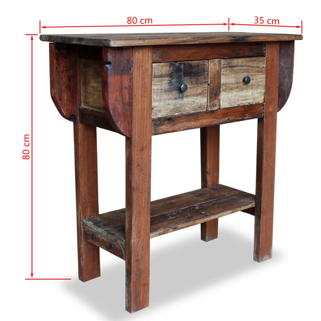 Wandtafel 80X35X80 Cm Massief Gerecycled Hout