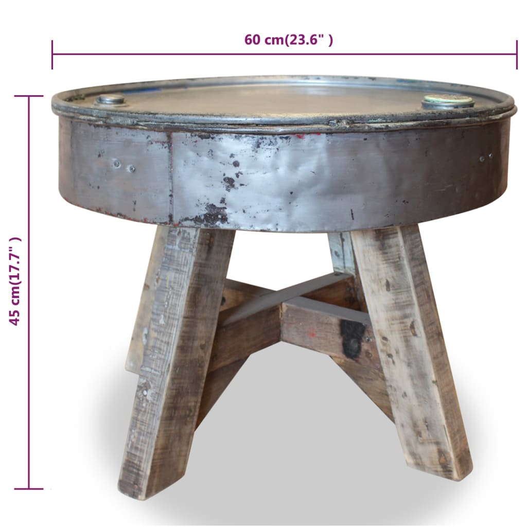 Salontafel 60X45 Cm Gerecycled Hout Zilver