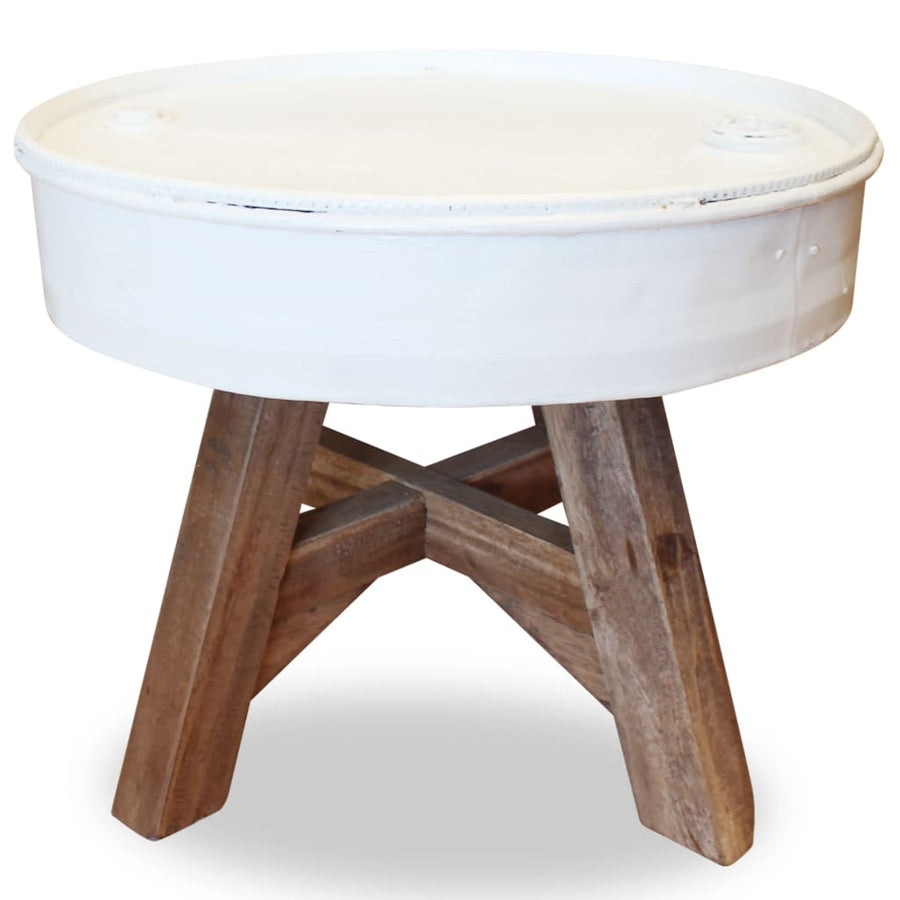 Salontafel 60X45 Cm Massief Gerecycled Hout Wit