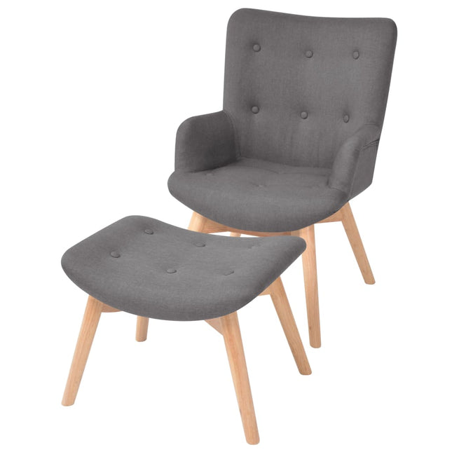 Fauteuil Met Voetenbankje Stof Grijs