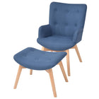 Fauteuil Met Voetenbankje Stof Blauw