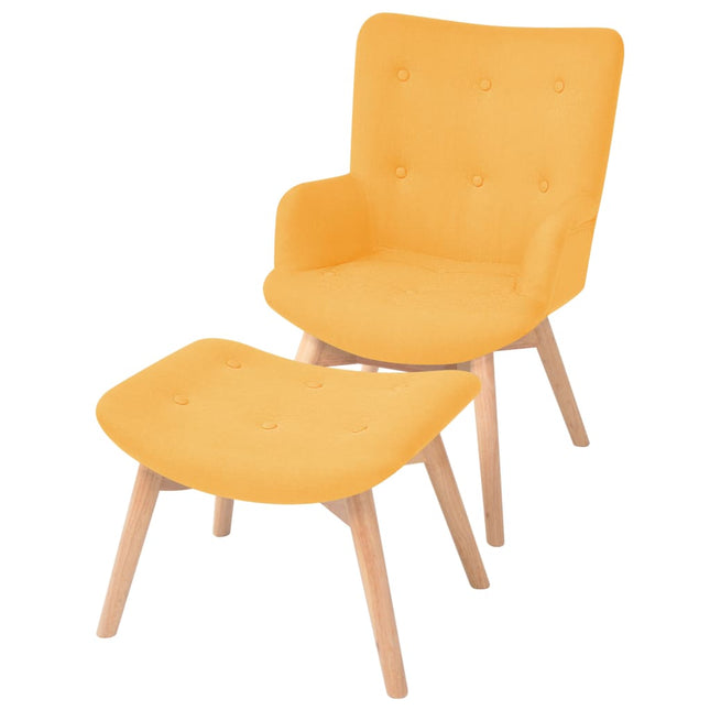 Fauteuil Met Voetenbankje Stof Geel